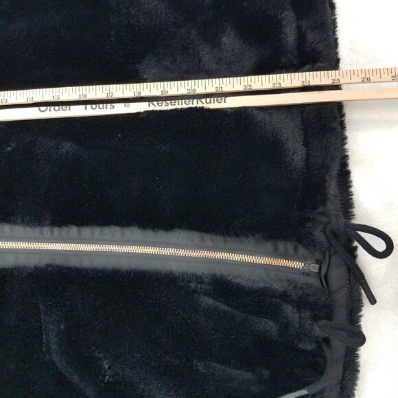 Ivy Blossom Women's XL Faux Fur Zip-up Black Bomber Jacket Pockets - Picture 8 of 8